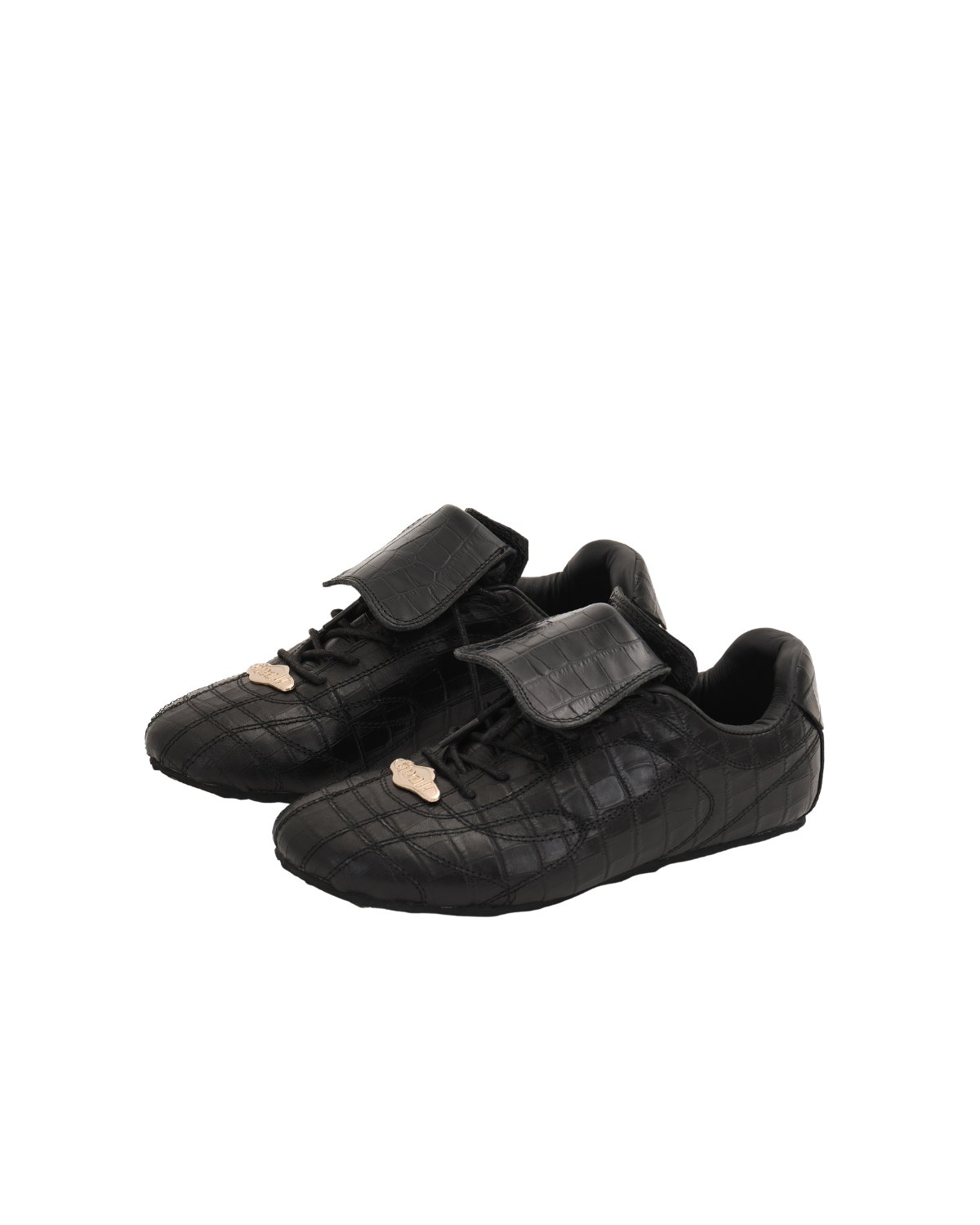 RISING STAR 01 COWHIDE WITH CROCODILE EMBOSS SNEAKERS - BLACK